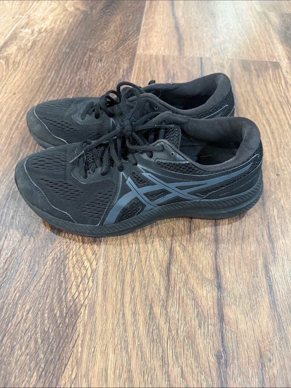 Asics Black Mesh Running Sneakers with Gray Logo